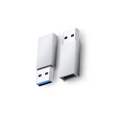 Adapter USB-C (ženski) na USB 3.0 4-kom, aluminij, PD brzo punjenje Silver