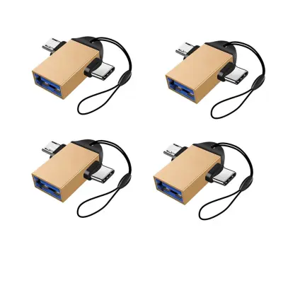 2-u-1 OTG adapter paket 4 kom — USB-C i Micro USB na USB 3.0 čitač Gold