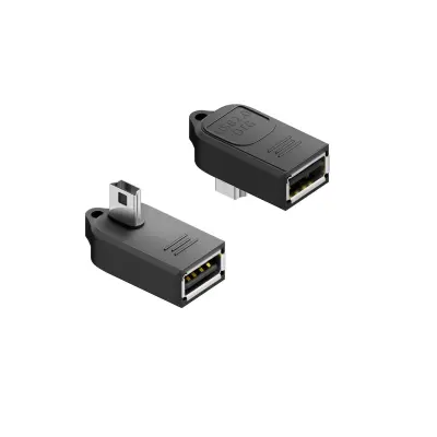 Lijevi kut Mini USB muški na USB-A ženski OTG adapter 4-pack