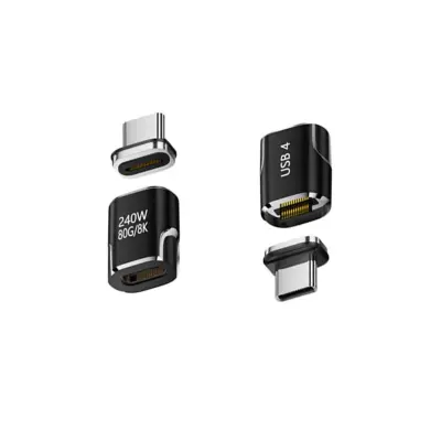 Magnetni USB-C adapter s eMarker čipom, 240W PD, USB4 80Gbps Black