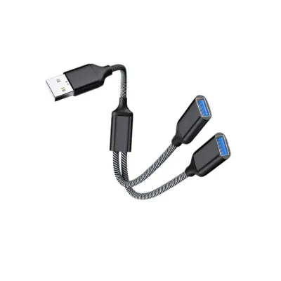 Aluminijski USB adapter — 2-portni USB 2.0 hub, Plug and Play Black