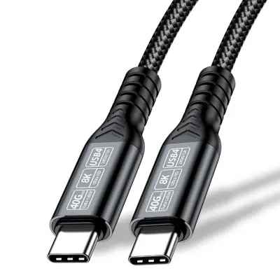USB4 podatkovni kabel, 40Gbps, 240W PD, 8K@60Hz DP1.4 Black