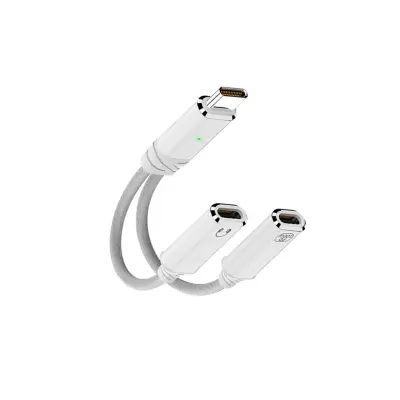 Type-C 2-u-1 adapter za slušalice i punjenje, PD 100W, za Apple White