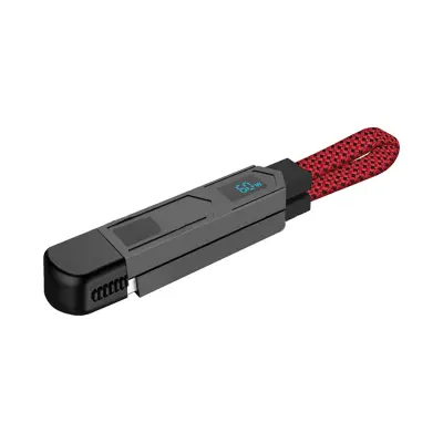 Pametni kabel s digitalnim zaslonom 4-u-1, 65W PD, kompaktni EDC Red