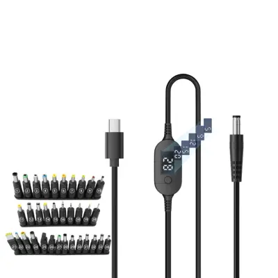 Podesivi USB-C na DC kabel 1m s digitalnim zaslonom i 34 adaptera