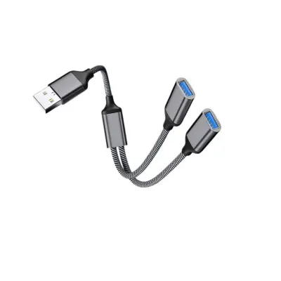 Aluminijski USB adapter — 2-portni USB 2.0 hub, Plug and Play DarkGrey
