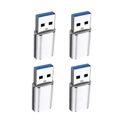 USB-C ženski na USB 3.0 muški adapter set od 4, crni sjaj, 5Gbps Silver