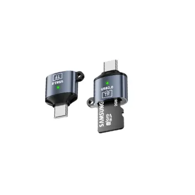 Type-C na TF adapter (2 kom) – USB-C OTG microSD čitač, 480mbps DarkGrey