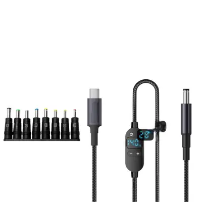 Type-C na DC 140W PD3.1 kabel 1.5m s digitalnim zaslonom i 8 nastavaka