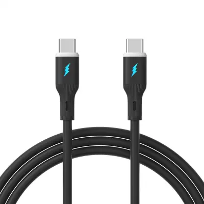 66W USB-C na USB-C kabel za brzo punjenje - silikon, 100 cm Crna
