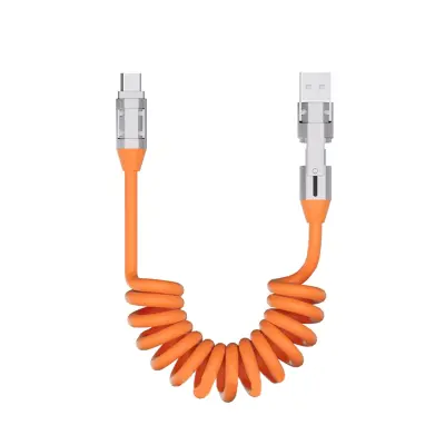 Retraktabilni spiralni USB-A i Type-C kabel za brzo punjenje PD 240W