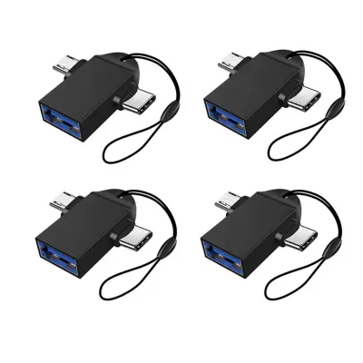 2-u-1 OTG adapter paket 4 kom — USB-C i Micro USB na USB 3.0 čitač Black