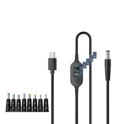 Podesivi digitalni USB-C na DC kabel 1m, 140W PD3.1, 6 napona