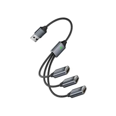 USB 3-u-1 razdjelnik kabel, aluminijska legura, opleteni OTG adapter