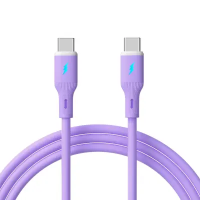 66W USB-C na USB-C kabel za brzo punjenje - silikon, 100 cm Ljubičasta