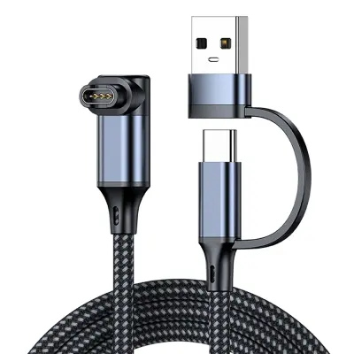 2-u-1 USB + Type-C kabel za punjenje za Garmin (1,2 m, siva) - kompatibilan s Garmin pametnim satovima