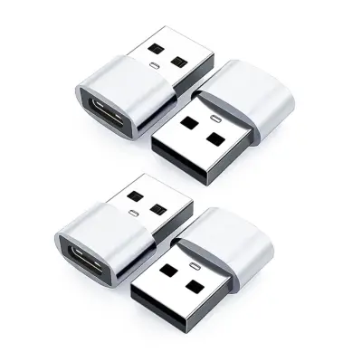 USB na USB-C adapter 4-kom – Type-C ženski na USB-A muški Silver