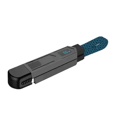 Pametni kabel s digitalnim zaslonom 4-u-1, 65W PD, kompaktni EDC Blue