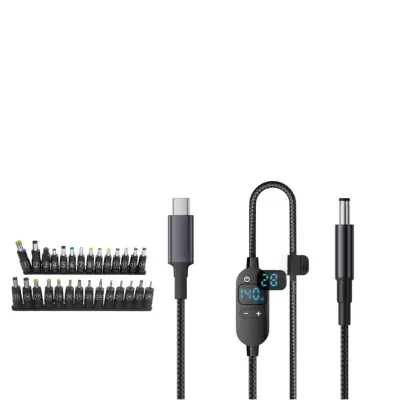 Digitalni USB-C na DC kabel s prikazom i 6 napona, 140W