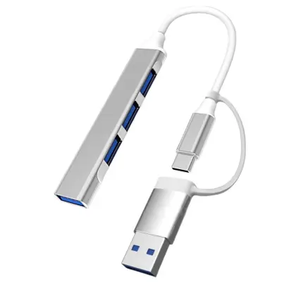 Type-C u 4x USB-A - Aluminijski prijenosni multiport dock za MacBook Silver