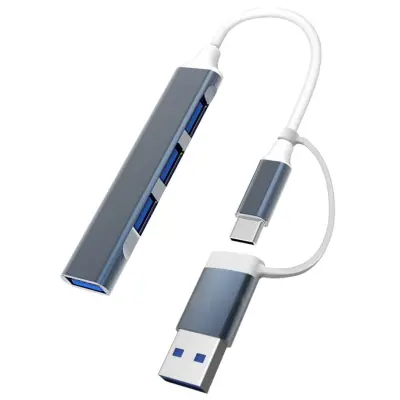 Type-C u 4x USB-A - Aluminijski prijenosni multiport dock za MacBook Gray