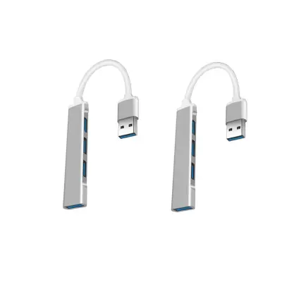 Višenamjenski USB-C hub 1-u-4, USB 3.0 5Gbps, aluminij i TPE, 2 kom Silver