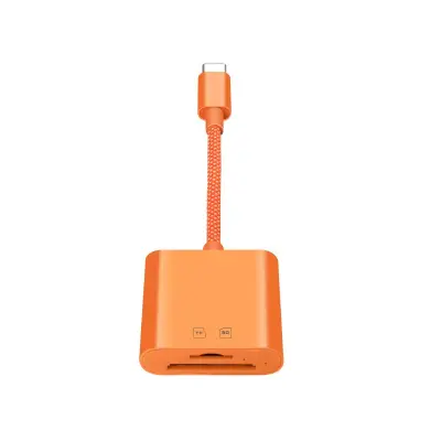Type-C dual čitač (SD+TF) — USB-C 15M/s, ABS, za MacBook i iPad Orange