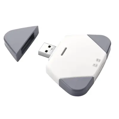 3-u-1 magnetski čitač SD/TF kartica, Lightning, USB-C i USB-A, siguran White