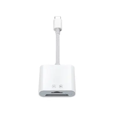 Type-C dual čitač (SD+TF) — USB-C 15M/s, ABS, za MacBook i iPad White