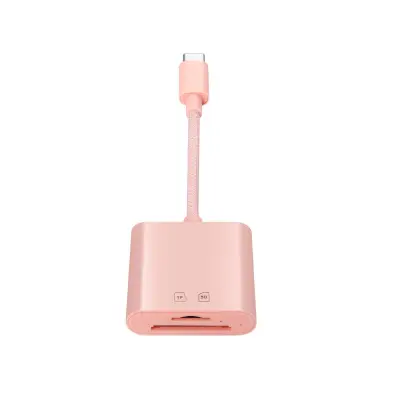 Type-C dual čitač (SD+TF) — USB-C 15M/s, ABS, za MacBook i iPad Pink
