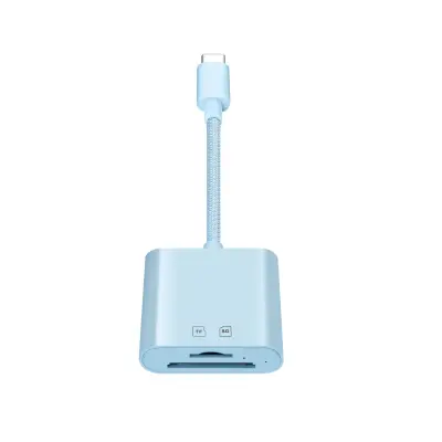 Type-C dual čitač (SD+TF) — USB-C 15M/s, ABS, za MacBook i iPad Blue