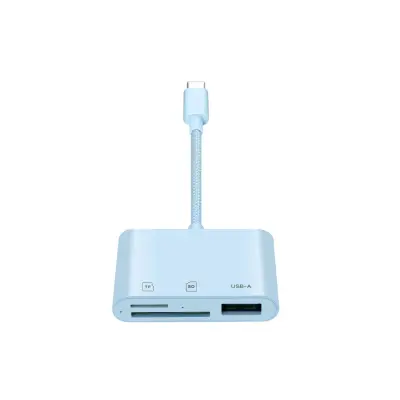 Type-C 3-u-1 čitač kartica — Brzi SD/TF/USB za iPad i MacBook Blue