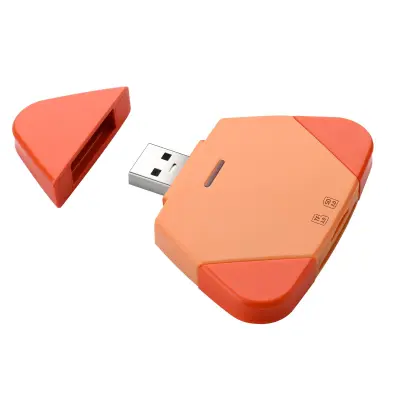 3-u-1 magnetski čitač SD/TF kartica, Lightning, USB-C i USB-A, siguran Orange