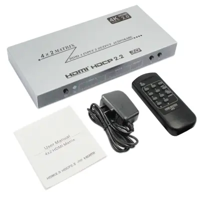 4x2 HDMI Matrix Switcher 4K60 – aluminijski 4 ulaza 2 izlaza