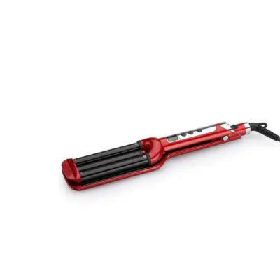 Trostruki uvijač za kosu s tourmaline keramiko, LCD i 65W Red