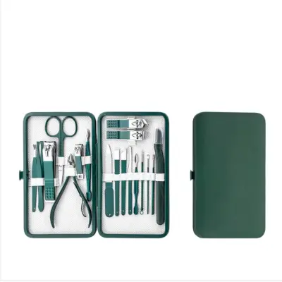 18-dijelni metalni set za manikuru i pedikuru s etuijem Green