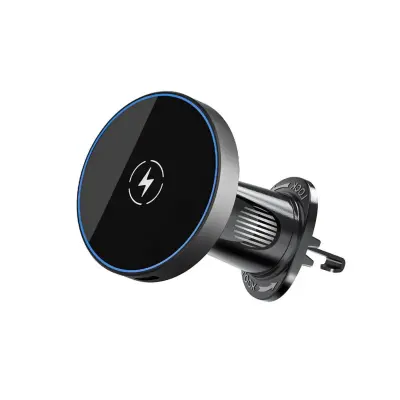 Magnetni 15W bežični automobilski držač za ventilaciju, crni - kompatibilan s iPhone 12–17 i Samsung Android telefonima