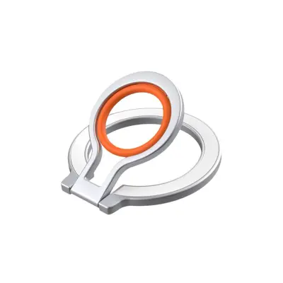 MagSafe magnetski držač prstena za telefon — aluminijska legura + silikon, 3600 rotirajući podesivi držač Bijela+Narančasta