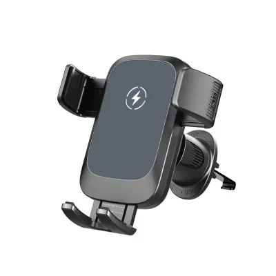 Crni 15W bežični auto punjač za rešetku ventilacije — magnetski držač za telefon, rotacija 360 stupnjeva, kompatibilan s iPhone 12-17