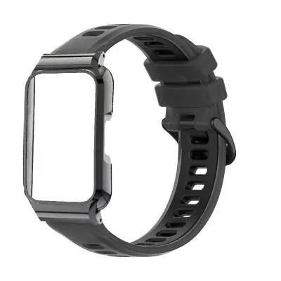 Metalni okvir i silikonska traka kompatibilna s Huawei Band 11 Black