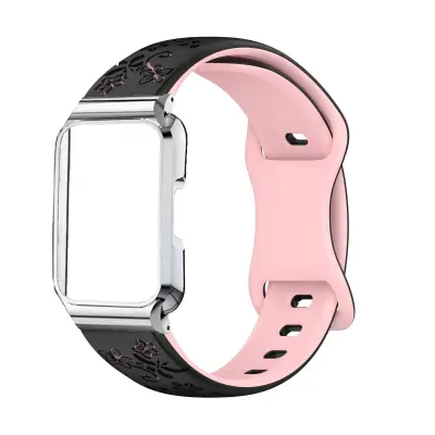 Zamjenski remen za Huawei Band 11 — silikonski, s kopčom Black + pink