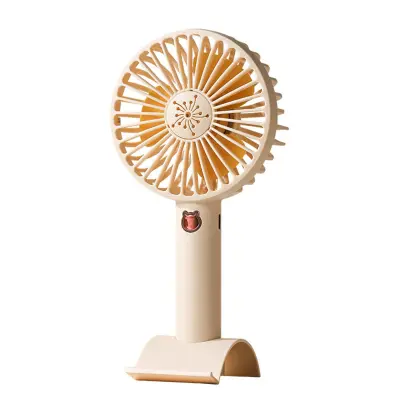Prenosivi ručni USB ventilator s punjenjem i noćnim svjetlom, 3 brzine, tihi mini ventilator, baterija 1200mAh, odvojiva baza Žuta