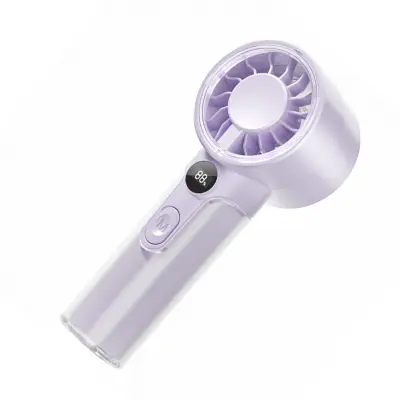 Digitalni ručni ventilator s digitalnim prikazom T06 — USB punjivi džepni ventilator s 100 bezstepenih brzina, baterija 2000 mAh, remen za nošenj