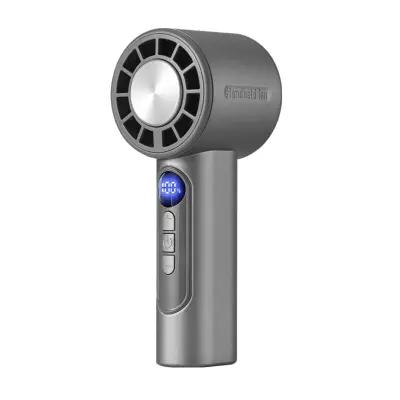 Ručni turbo ventilator s termoelektričnim hlađenjem, LED digitalnim zaslonom, 3000mAh, punjiv preko USB-a Siva