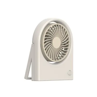 Sklopivi stolni ventilator (motor bez četkica) — punjivi 1200 mAh, tri brzine, zidni, podesivi kut off white