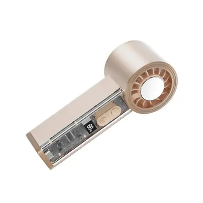 Prozirni ručni rashladni ventilator s digitalnim zaslonom (100 brzina) i LED svjetlom Ružičasta
