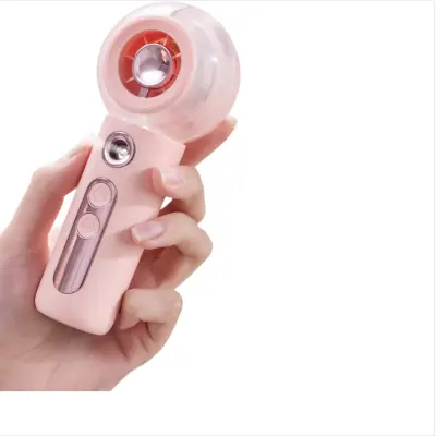 Prijenosni ručni mist ventilator — USB punjiv, tih, 4 brzine Pink