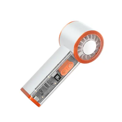 Prozirni ručni rashladni ventilator s digitalnim zaslonom (100 brzina) i LED svjetlom Bijela