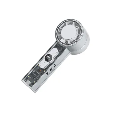 Prozirni punjivi ručni ventilator za hlađenje s 100 razina brzine, digitalnim zaslonom, LED svjetlom, 3000mAh, Type-C Bijela