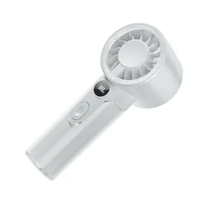Digitalni ručni ventilator s digitalnim prikazom T06 — USB punjivi džepni ventilator s 100 bezstepenih brzina, baterija 2000 mAh, remen za nošenj